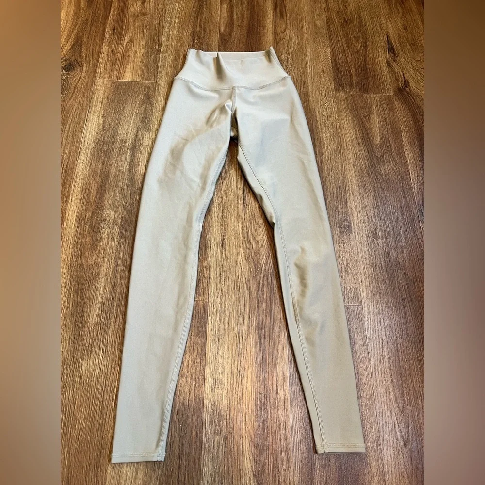 Alo Womens Tan Stretch High-Waisted Pull-On Yoga Ankle Pants Size XXS 28”
